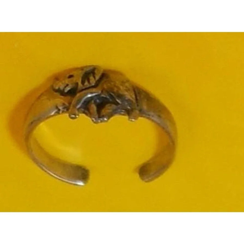 Vintage Sterling Silver Lucky Sexy Fun Elephant Toe Ring Boho Beach Foot Jewelry - Picture 2 of 7